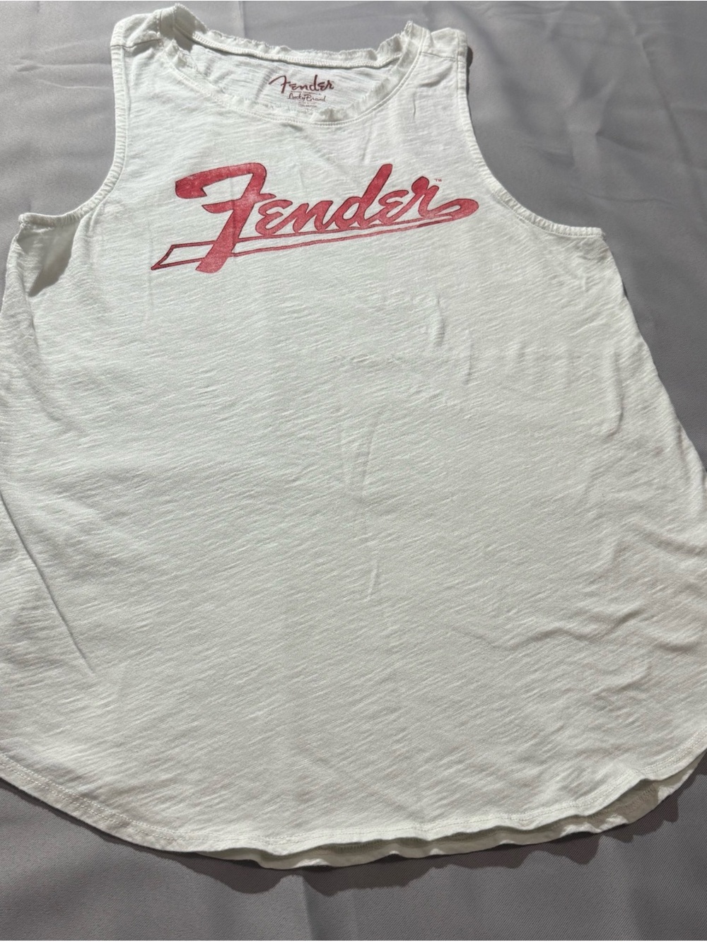 Lucky Brand White Tank Top with Red Fender Script